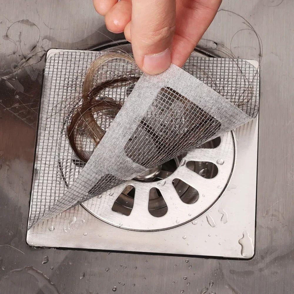 Anti-blocking Disposable Hair Catchers Mesh Filter Mesh Stickers Shower Drain Cover Bathroom