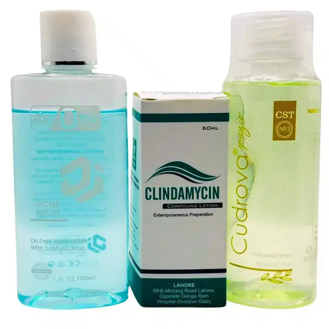 Acne Care Discount Box: Clindamycin Lotion, Beotiv Face Wash & Cudrova Toner