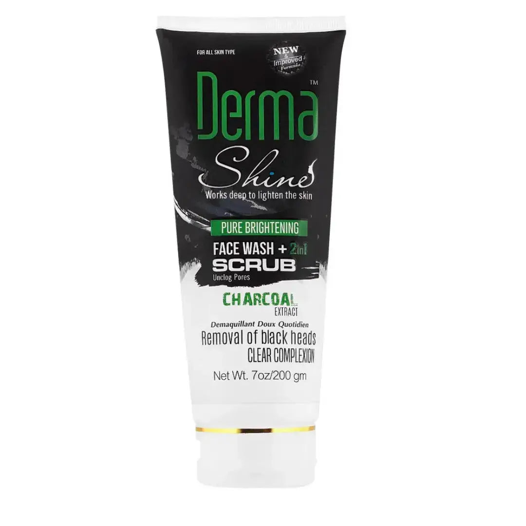 Derma Shine Charcoal 2-in-1 Face Wash & Scrub 200gm