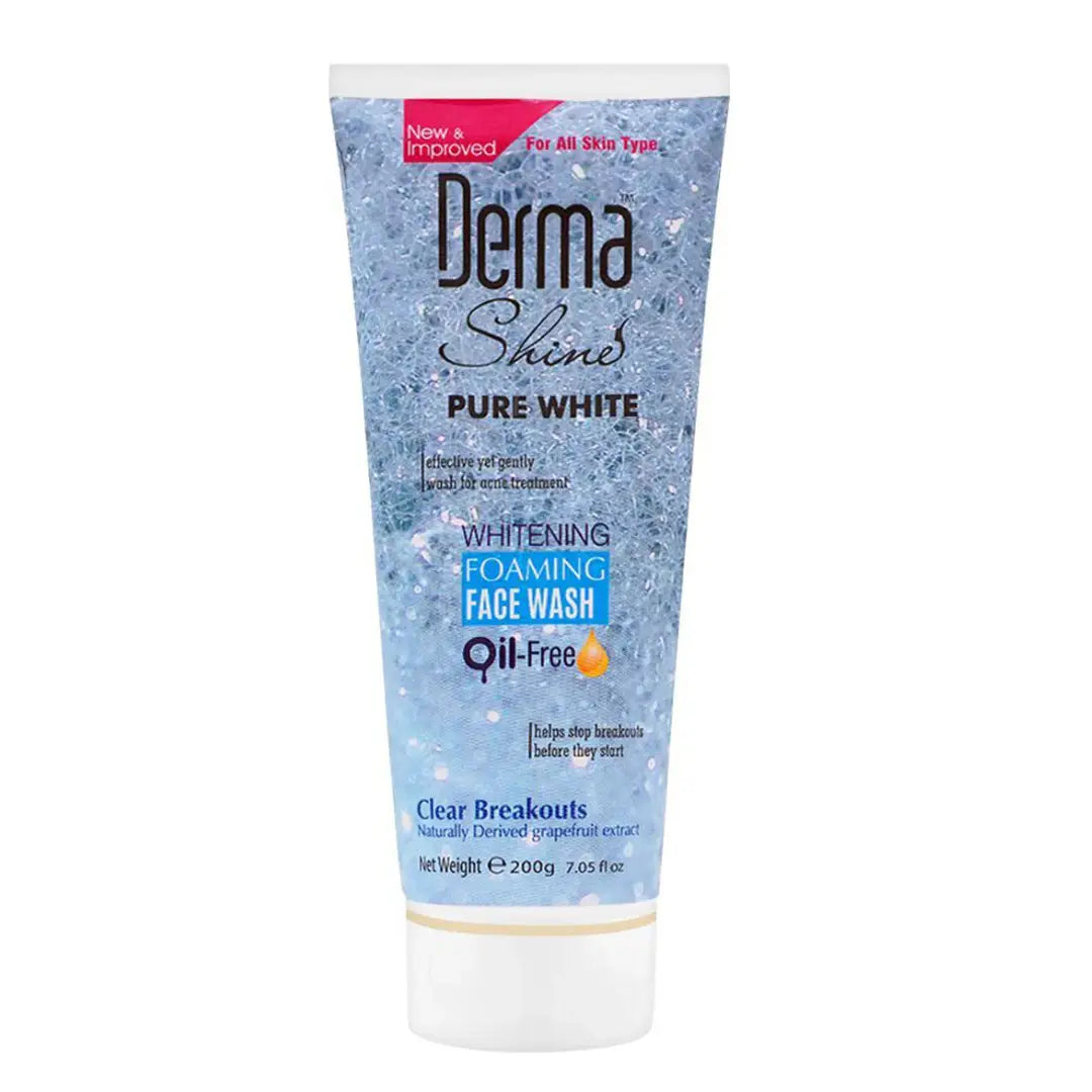 Derma Shine Pure White Whitening Oil-Free Foaming Face Wash 200ml