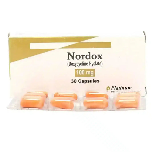 Nordox Capsules 100mg (Doxycycline) - Platinum Pharmaceutical | derma.pk