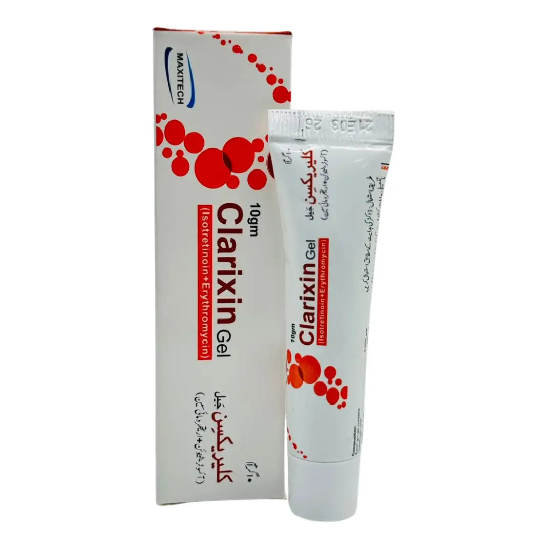 Clarixin Gel (Isotretinoin 0.05% + Erythromycin 2%) - Prescription Acne Treatment | 10GM | derma.pk