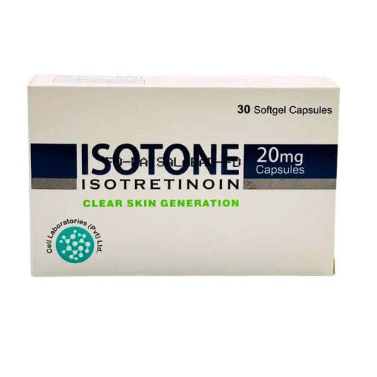 Cell Laboratories Isotone 20mg Isotretinoin Capsules (30 Capsules) - Acne Treatment - derma.pk (Prescription Required)